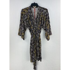 Banana Republic Issa Collection Size 6 Olive Green Safari Kimono Women Dress Tie